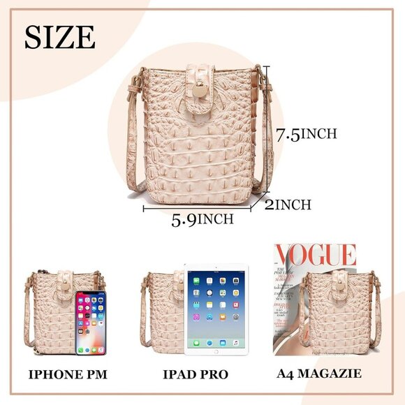 Crocodile Embossed Small Crossbody Bag Fashionable Magnetic Buckle Decoration Sh - Picture 4 of 7